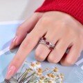 wholesale S925 Silver New Cloudsame Jewelry Cross Geometric Ring, Popular European and American Cross-Border Light Luxury Cultivated Ruby Ring-0-4