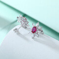 wholesale 925 Silver Zircon Flower Sunflower Earrings European and American Star Eight-Pointed Star Ruby Earrings for Women High-End Sense-0-2