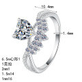 S925 Sterling Silver Moissanite Ring with Heart Lace Hollow Design-0-3