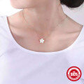 wholesale 925 Sterling Silver Flower Pendant Diamond Inlay Collarbone Chain Sweet Lovely Women's Necklace-0-1