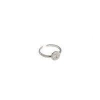 wholesale S925 Sterling Silver 411 Korean Version Ins Minimalist Micro-Inlaid Zirconium Ring for Women, Versatile Band-JT412 White Gold [No. 14/Adjustable]  Opening adjustable