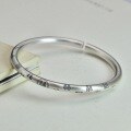 wholesale 9999 Silver Chinese Style "Full of Blessings" Hundred-Fu Character Bracelet for Women, Pure Silver, New Chinese Solid Minimalist Open Bangle for Men-0-2