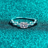 S925 Sterling Silver Moissanite Ring, Interlocking Oval Design, Delicate and Trendy.-4x6mm zircon  No. 12