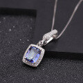 wholesale S925 Silver Light Luxury Colored Gemstone Pendant, European and American Fashion Personalized Crystal Necklace Pendant-0-2