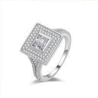 wholesale 925 Sterling Silver True Love Ring Moissanite Closed Ring, Cross-Border Amazon Best-Seller New Style Source Factory Wholesale-Zircon Gold US Size 5