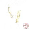 wholesale S925 Sterling Silver C-shaped Hoop Earrings with Inlaid Colored Diamonds, Ins Style, Ear Clips for Women, Korean Version, Niche Design-0-15