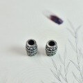 wholesale S925 Sterling Silver Lotus Scattered Beads Large Hole Retro Handmade DIY Braided Rope Straight Barrel Beads Lotus Pod Spacer Beads Silver Jewelry Accessories-0-3