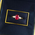 wholesale S925 Silver Fashionable and Versatile Ring with Simulated Pigeon Blood Red 6*8mm Oval Red Corundum, New for Live Broadcast-0-3