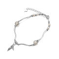 wholesale S925 Sterling Silver Textured Mermaid Moonstone Pearl Wave Bracelet for Women, Small Batch Design S6418-0-3