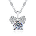 925 Sterling Silver 1ct Moissanite Mickey Runaway Princess Pendant Lip Chain Necklace-0-3