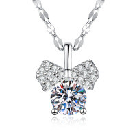 925 Sterling Silver 1ct Moissanite Mickey Runaway Princess Pendant Lip Chain Necklace-6.5mm high-carbon stone  925 silver