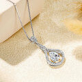 Metal Pendant Necklace with Moissanite, Hollow Teardrop Design-0-2