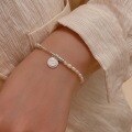 wholesale S925 Sterling Silver Natural Freshwater Pearl Bracelet for Women, Korean Summer New Style, Versatile Minimalist Round Tag Letter Hand Jewelry-0-3