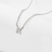 wholesale 925 Sterling Silver 26 Letter Necklace Light Luxury High-End Sense Pendant Necklace with Diamond-Encrusted Letters for Women Cross-Border E-Commerce Jewelry-K-Necklace-Platinum&gt;925 Silver (40+5cm)