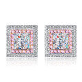 wholesale S925 Sterling Silver New Square Sugar Moissanite Stud Earrings, Sweet and Elegant, Popular Among Internet Celebrities and Anchor Sales-0-4