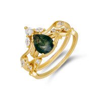 wholesale S925 Silver Plated 14K Gold with Moss Agate/Alexandrite Ring Set, Summer New Collection by Dunli Jewelry-Alexander Zirconium Ring (White Gold)  Size 5
