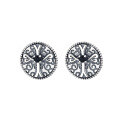 wholesale S925 Sterling Silver Vintage Retro Creative Pattern Cross Inlaid with Black Zircon Simple and Versatile Stud Earrings-0-4
