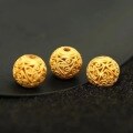 wholesale Gold-plated 925 Sterling Silver 8mm Antique-style Openwork Huiwen Loose Beads for DIY Bracelets and Necklaces, Gilded Spacer Beads Accessories-0-0