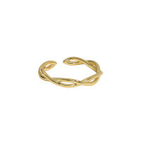 wholesale S925 Sterling Silver Korean Version INS Niche Design Minimalist Versatile Twist Cable Interwoven Open Adjustable Thin Ring for Women-18K Gold [No. 12/Adjustable] Opening adjustable