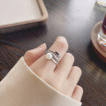 wholesale S925 Sterling Silver Retro Korean Style Multi-Layer Twist Pearl Open Ring for Elegant Ladies-0-3