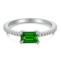 wholesale S925 Sterling Silver Emerald High-Carbon Diamond Ring, Luxe Vintage Elegance with a High-End Feel, Cross-Border Women's Ring-0-7
