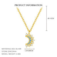 wholesale S925 Sterling Silver Sun Moon-A4056-Gold/Moon 925 Silver