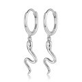 wholesale S925 Sterling Silver Small Animal Snake Hoop Earrings, Unique and Minimalist Style with Small Diamond Accents, Snake Ear Studs-0-6