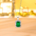 wholesale 18k Gold Plated S925 Silver New 10ct Lab-Created Emerald 10*14mm Small Octagon Necklace-0-1