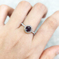 wholesale S925 silver plated with 18k gold minimalist alexandrite gemstone ring with synthetic stone new style-0-2