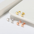 wholesale 14K Gold & S925 Sterling Silver Plain Round Stud Earrings, Cross-border Fashion, Direct from Manufacturer-0-3