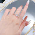 wholesale S925 Silver 6*6mm Lily Stone Openable Ring Women's Four-Leaf Clover Flower Live-0-3