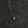 wholesale S925 Sterling Silver Glacier Blue Diamond Heart Pendant Necklace, Minimalist Cold Aesthetic Drop Chain, Niche Luxury Collarbone Necklace-0-5
