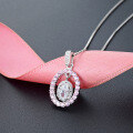 wholesale S925 Sterling Silver Oval Light Luxury Pendant for Women, Mature Style, Diamond-Inlaid Personality Silver Necklace Pendant Jewelry Wholesale Supply-0-1