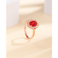 wholesale S925 Sterling Silver Korean Style Fashion Simple and Elegant Zircon and Ruby Ring for Women, Open Adjustable Niche Ring-0-2