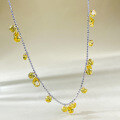 wholesale 925 Silver Mù Jǐng Jewelry All-over Star Yellow Diamond Necklace Teardrop Shattered Galaxy Beaded Chain Irregular Droplet Pendant Necklace-0-3