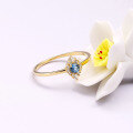 wholesale S925 silver gold-plated delicate rhombus blue topaz ring for women, Japanese minimalist style, wholesale-0-0