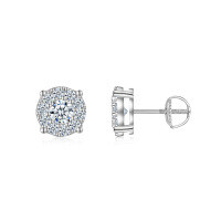 925 Sterling Silver Custom Butterfly Camellia Earrings, Trendy and Unique-E15061 Moissanite 3.0/10 points + 18 ear tips  925 silver threaded ear tips 6m
