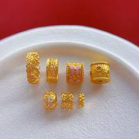 wholesale Metal: S925 ancient method silver gold-plated pure silver jewelry components, such as Ruyi, lotus, butterfly, small flower running rings, spacer beads, spacers, barrel beads for DIY-1# one