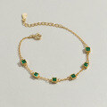 wholesale S925 Silver Light Luxury Temperament Simple and Elegant Ins Niche Design Exquisite Green Diamond Geometric Bracelet S7445-0-1
