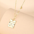 wholesale S925 Sterling Silver Fashionable Euro-American Style Alphabet Square Pendant Necklace, Minimalist and Luxurious Gold-Toned Collarbone Chain-0-2