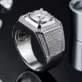 wholesale S925 Sterling Silver Exaggerated and Stylish European and American Men's Moissanite Ring Full of Diamonds, Factory Direct Supply-0-3
