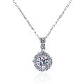 wholesale 925 Sterling Silver Moissanite Necklace for Women, Inlaid with Diamond Bubble Round Pendant, Light Luxury Fashion Collarbone Chain, Douyin Wholesale-0-4