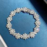 wholesale S925 Sterling Silver Zhuo Zhifan Jewelry Fully Set Sunflower Bracelet, Luxurious Cluster Simulated Diamond Floral Accessory for Women-B051 Sunflower Bracelet 18cm
