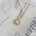 wholesale S925 silver plated with 14k gold French light luxury opal necklace, 23 autumn new collection from Dunli Jewelry manufacturer wholesale-0-3