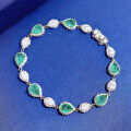 wholesale Simulated emerald 5*7 bracelet in metal, 1 carat, new style, fashionable and high-end for women-0-1