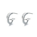 wholesale S925 Sterling Silver Simple Design Line Wrapping Cross Elegant and Versatile Stud Earrings for Ladies-0-4