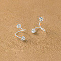 wholesale 990 Sterling Silver Sweet Ins Style Super Sparkling Full Diamond Round Ball Wave Earrings Flash Diamond S-Shaped Ear Cartilage Stud M06652-0-3