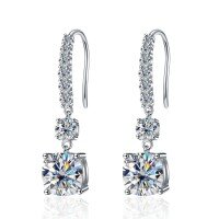 wholesale S925 Sterling Silver Cross-Border High-End Moissanite Earrings, Simple and Elegant, Fashionable and Versatile Ear Accessories, Hot-Selling Wholesale for Live Streaming-7*7+7*7 (Moissanite) earrings 925 silver