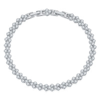 wholesale S925 silver irregular V-shaped bracelet fully set with 25mm round moissanite stones-2.5mm (5.4 carats)  16cm
