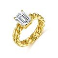 wholesale S925 silver gold-plated Italian-style woven Cuban ring 7*9mm emerald-cut moissanite women's niche-0-4